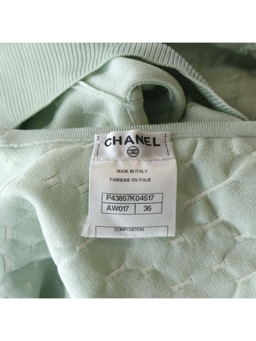 Chanel No Sleeve Knit Light Green Flat - Picture 6 of 8